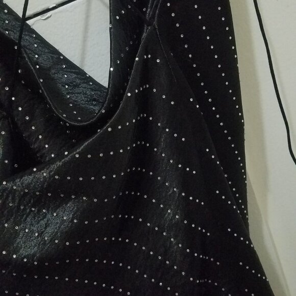 NWT JEWEL SATIN EFFECT BLACK RHINESTONE DRESS - Picture 11 of 11